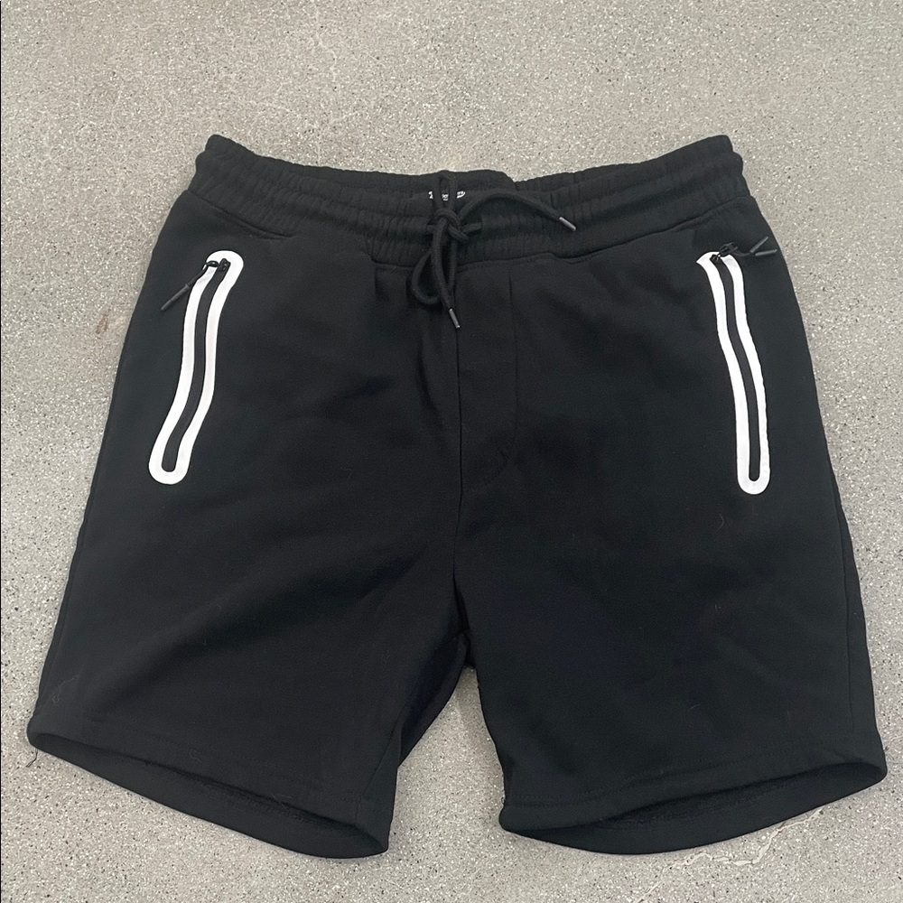 Black Shorts with White Zipper Accents